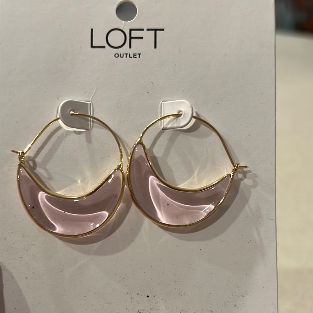 LOFT Gold and Pink Hoop Earrings
